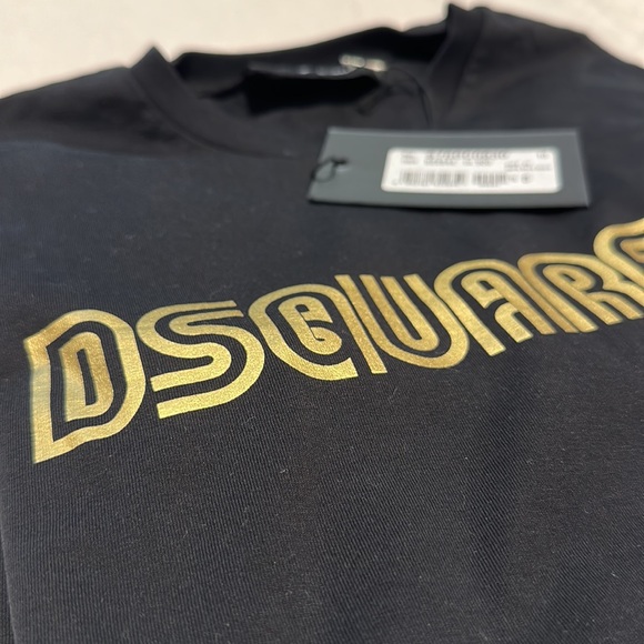 NWT DSQUADED2 T-Shirt - Size S - Black With Gold Letters - Picture 3 of 5